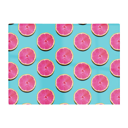Fruity Pattern Of Pink Grapefruit Glass Chopping Board