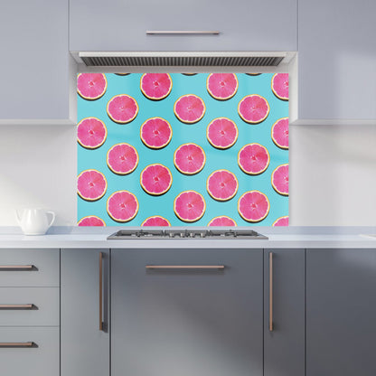 Fruity Pattern Of Pink Grapefruit Kitchen Splashback