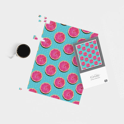 Fruity Pattern Of Pink Grapefruit Jigsaw Puzzle