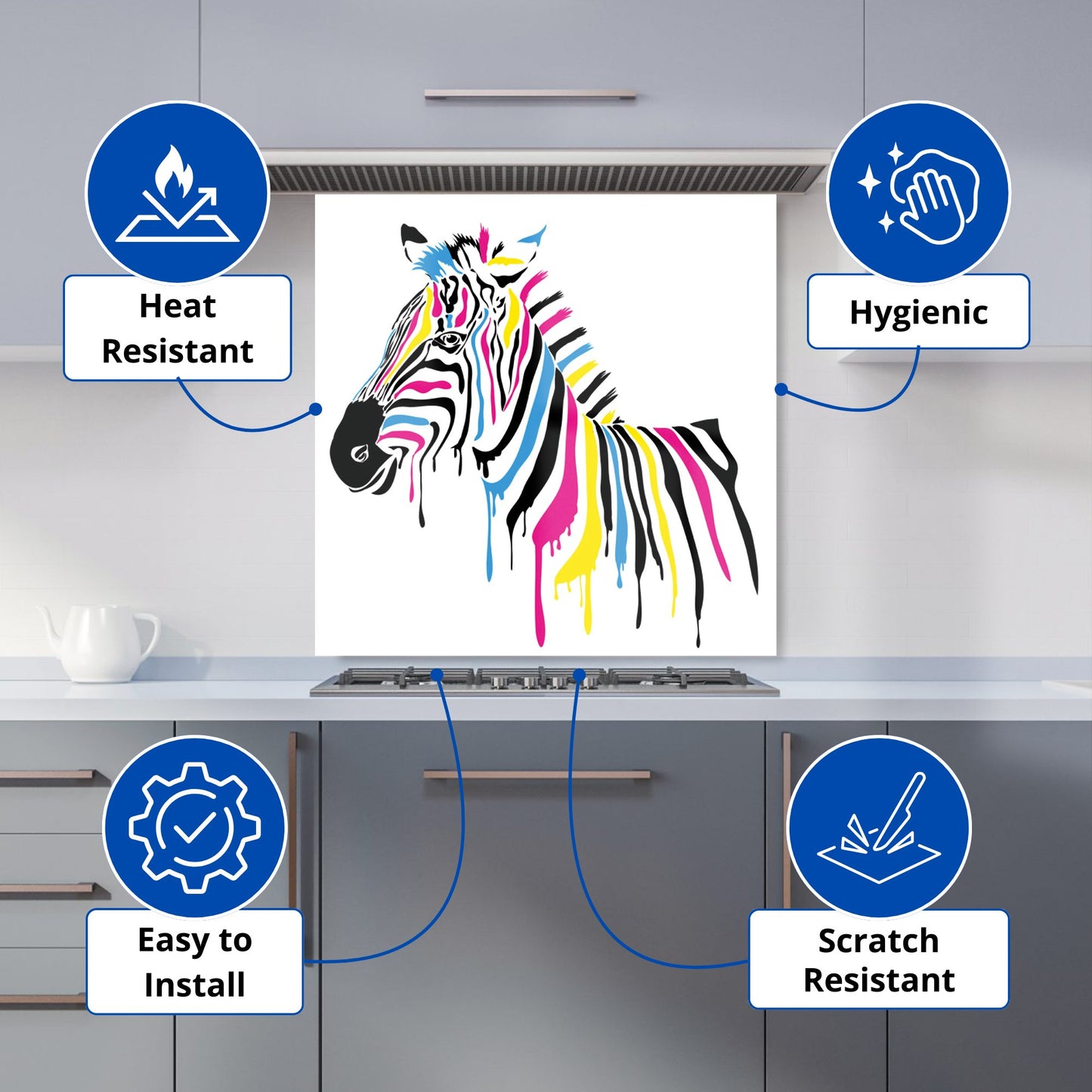 Multi Coloured Zebra Kitchen Splashback