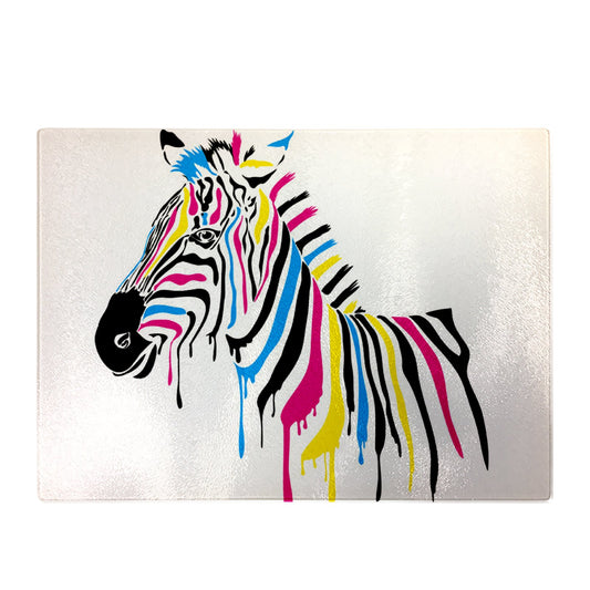 Multi Coloured Zebra Glass Chopping Board