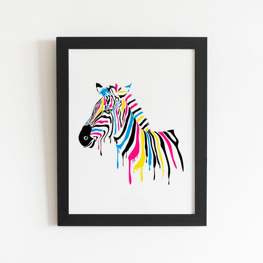 Multi Coloured Zebra Art Prints