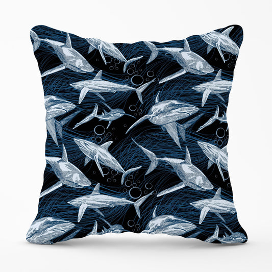 Hand Drawn Shark Pattern Cushions
