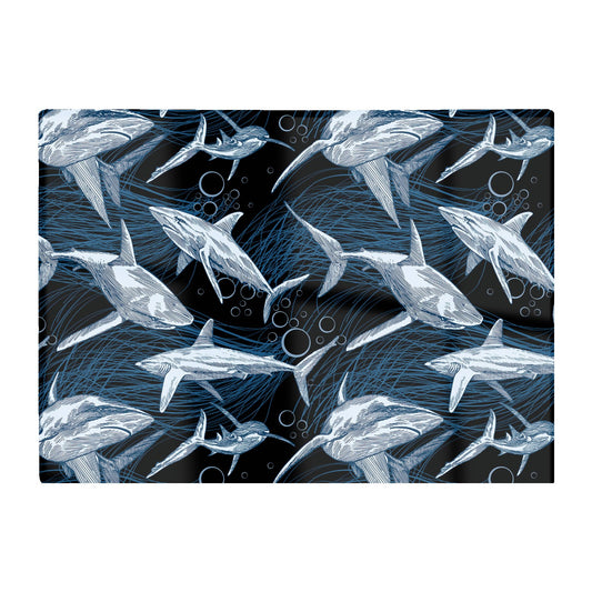 Hand Drawn Shark Pattern Glass Chopping Board