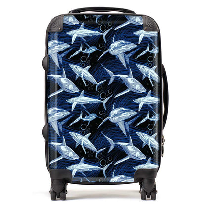 Hand Drawn Shark Pattern Suitcase