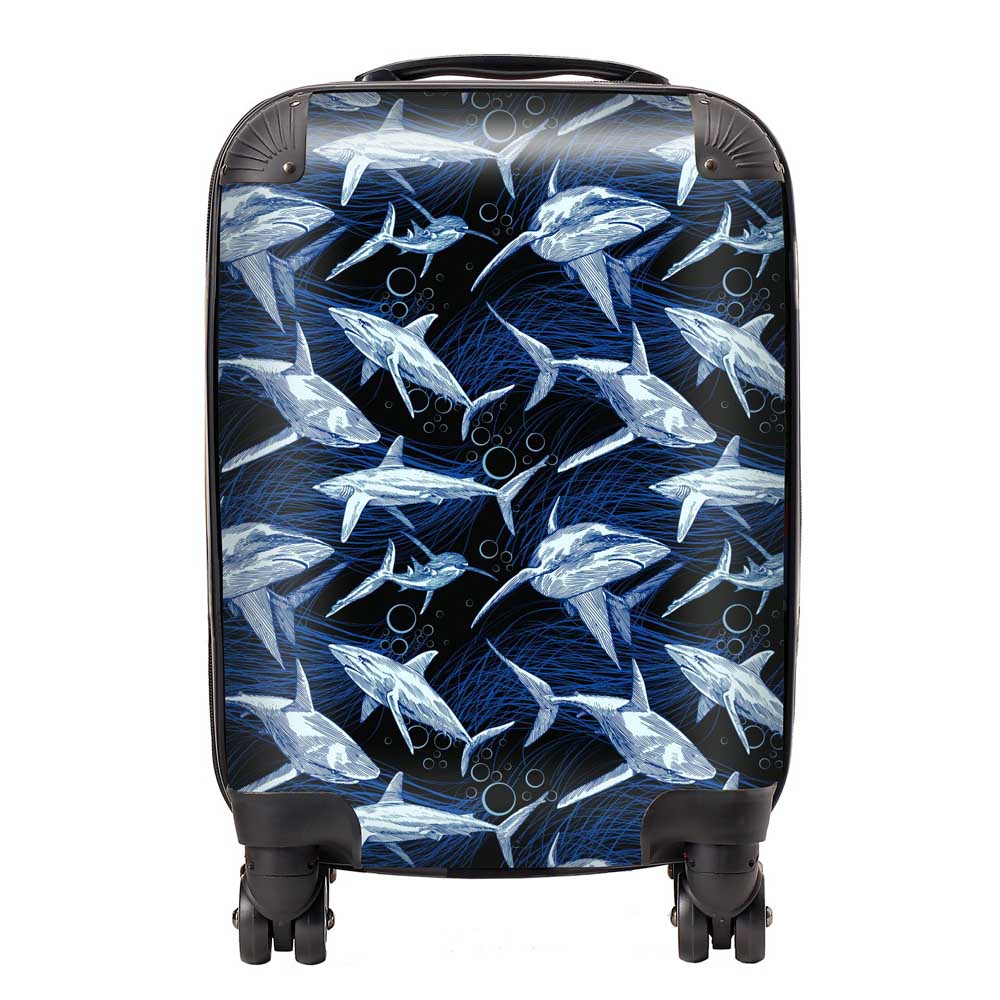 Hand Drawn Shark Pattern Suitcase