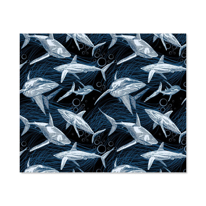 Hand Drawn Shark Pattern Kitchen Splashback