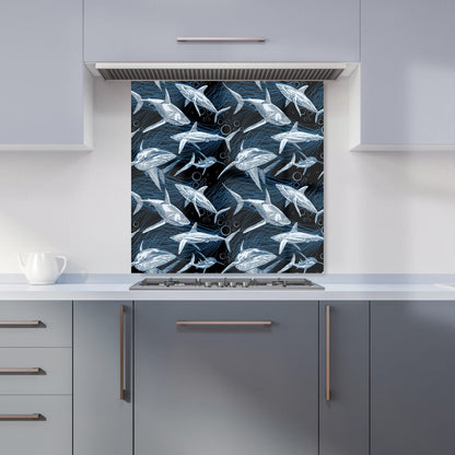 Hand Drawn Shark Pattern Kitchen Splashback