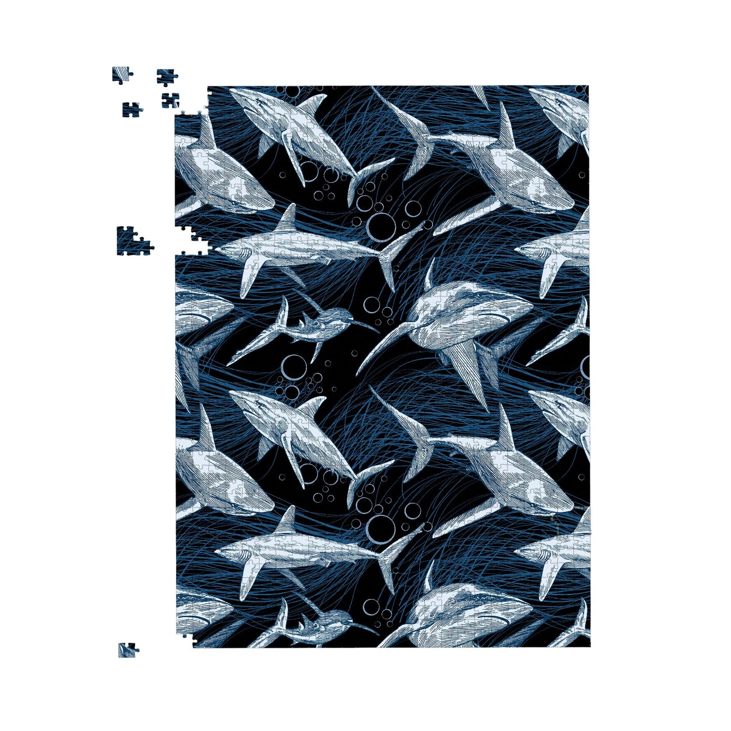 Hand Drawn Shark Pattern Jigsaw Puzzle
