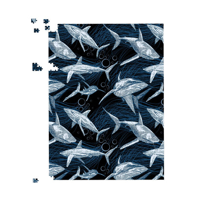Hand Drawn Shark Pattern Jigsaw Puzzle