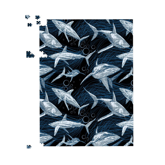 Hand Drawn Shark Pattern Jigsaw Puzzle