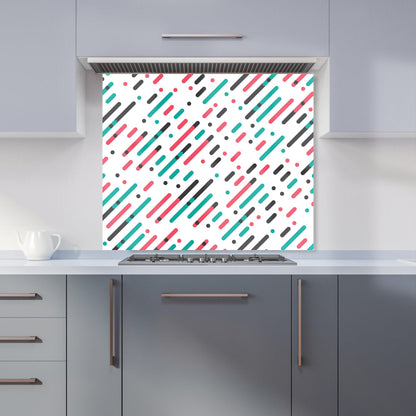 Overlapping Coloured Diagonal Lines Kitchen Splashback