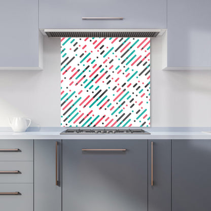 Overlapping Coloured Diagonal Lines Kitchen Splashback