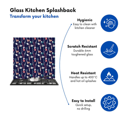 Hand Drawn Wild Flowers Kitchen Splashback