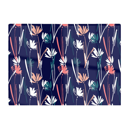 Hand Drawn Wild Flowers Glass Chopping Board