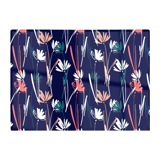 Hand Drawn Wild Flowers Glass Chopping Board