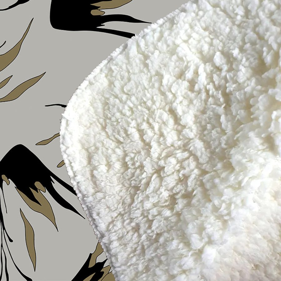 Black And Gold Fire Bird Silhouettes Sherpa Blanket