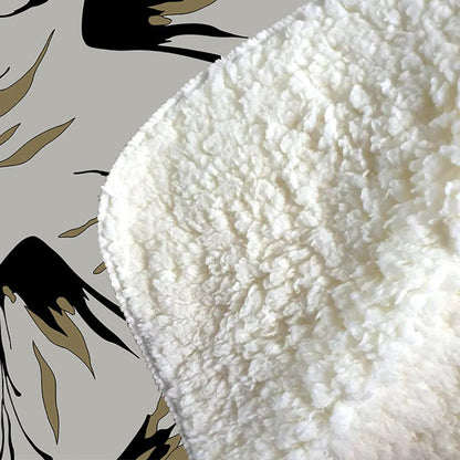 Black And Gold Fire Bird Silhouettes Sherpa Blanket