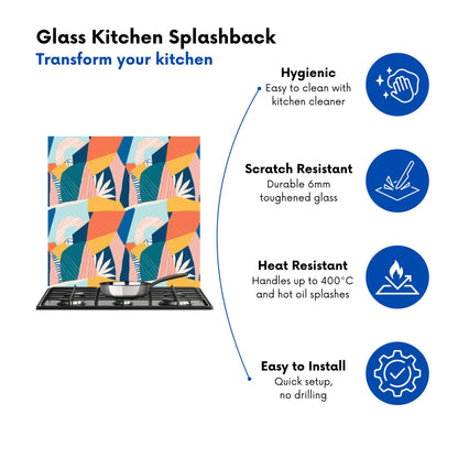 Modern Floral Pattern Kitchen Splashback
