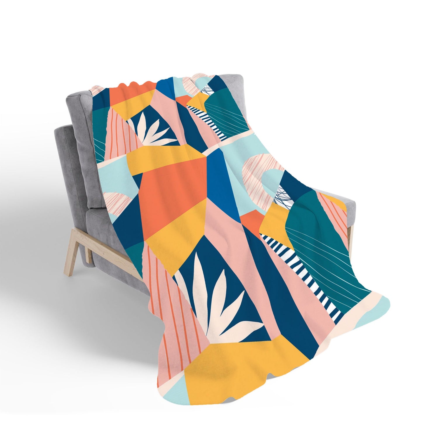 Modern Floral Pattern Sherpa Blanket