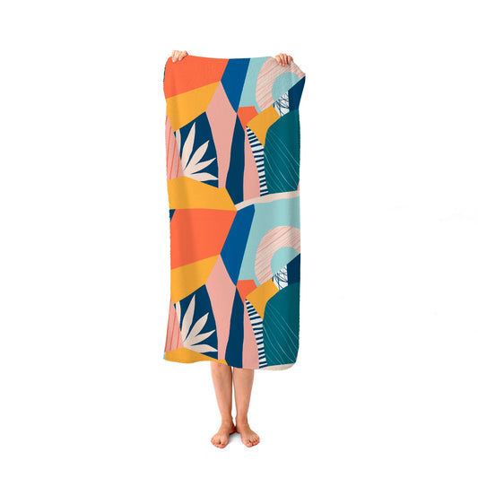 Modern Floral Pattern Beach Towel