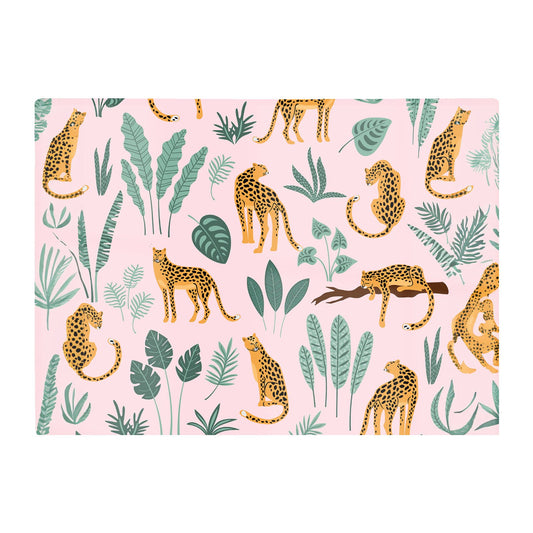 Hand Drawn Leopards Glass Chopping Board