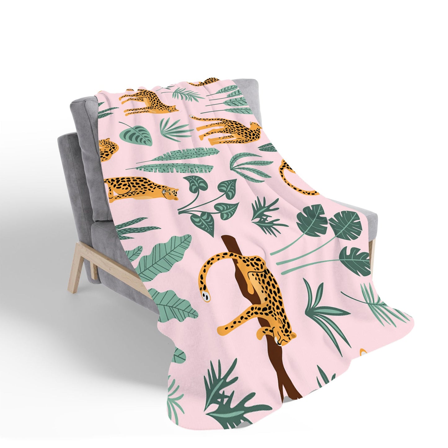 Hand Drawn Leopards Sherpa Blanket