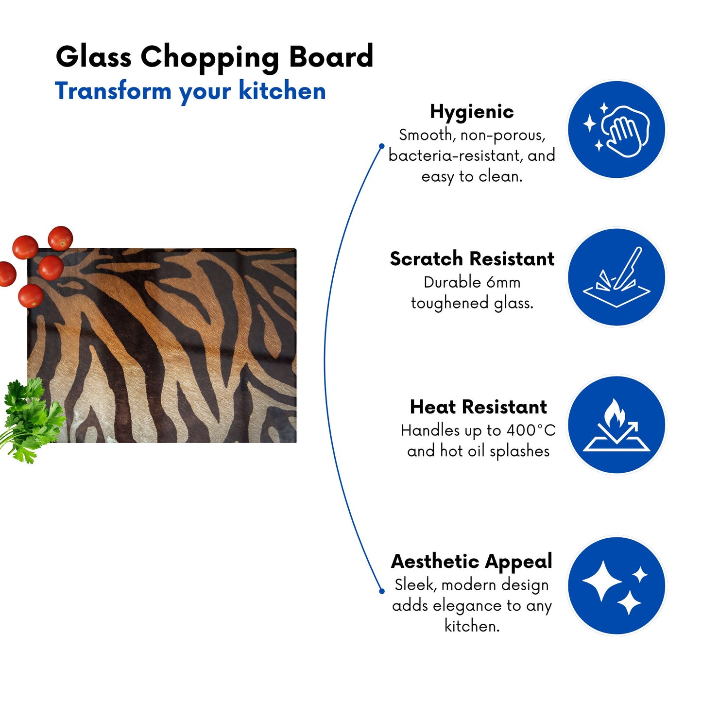 Tiger Skin Print Glass Chopping Board