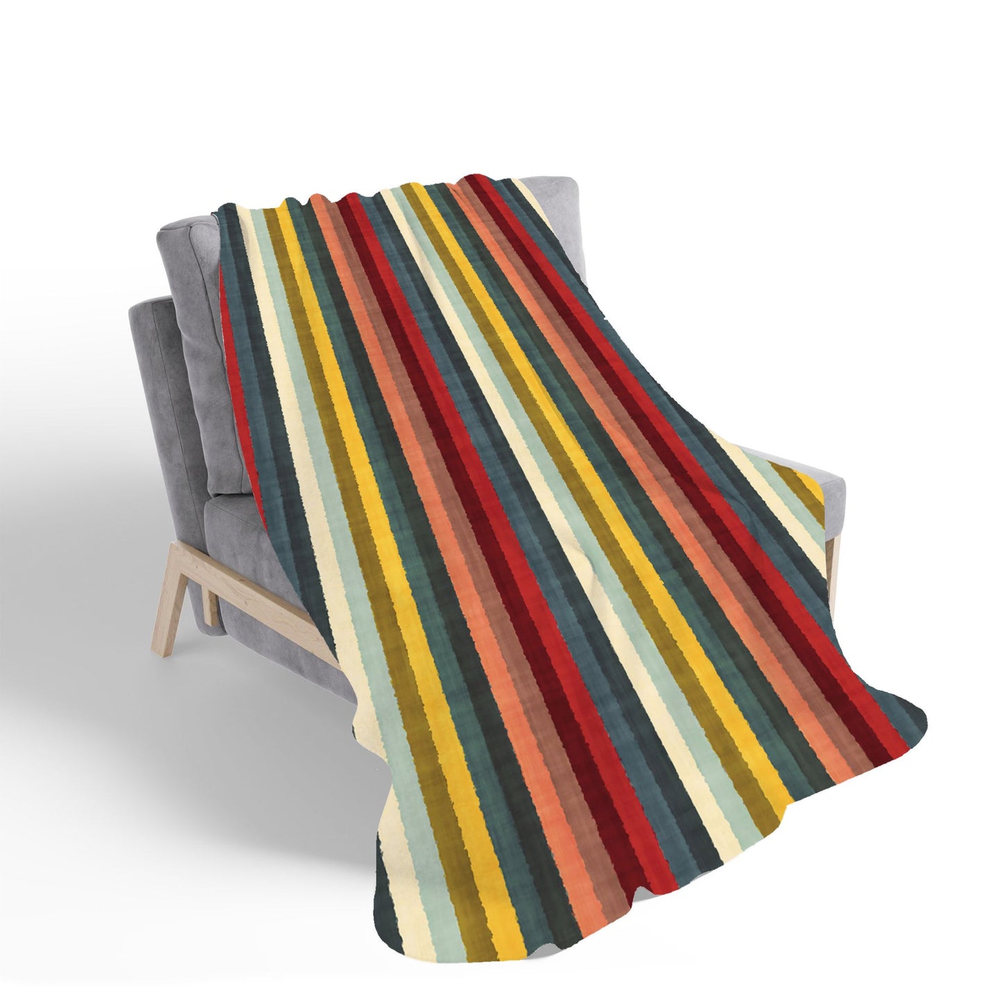 Multicolour Striped Brish Pattern Sherpa Blanket