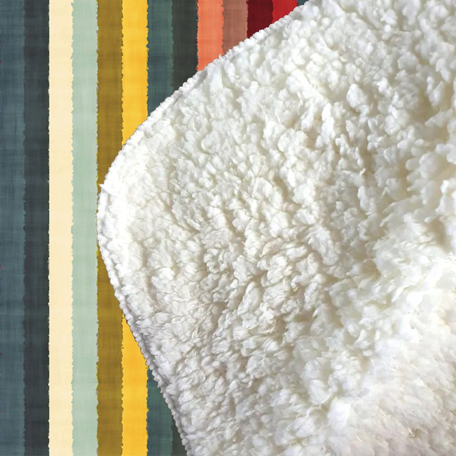 Multicolour Striped Brish Pattern Sherpa Blanket