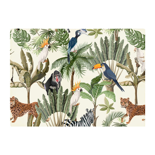 Exotic Trees And Animals Glass Chopping Board