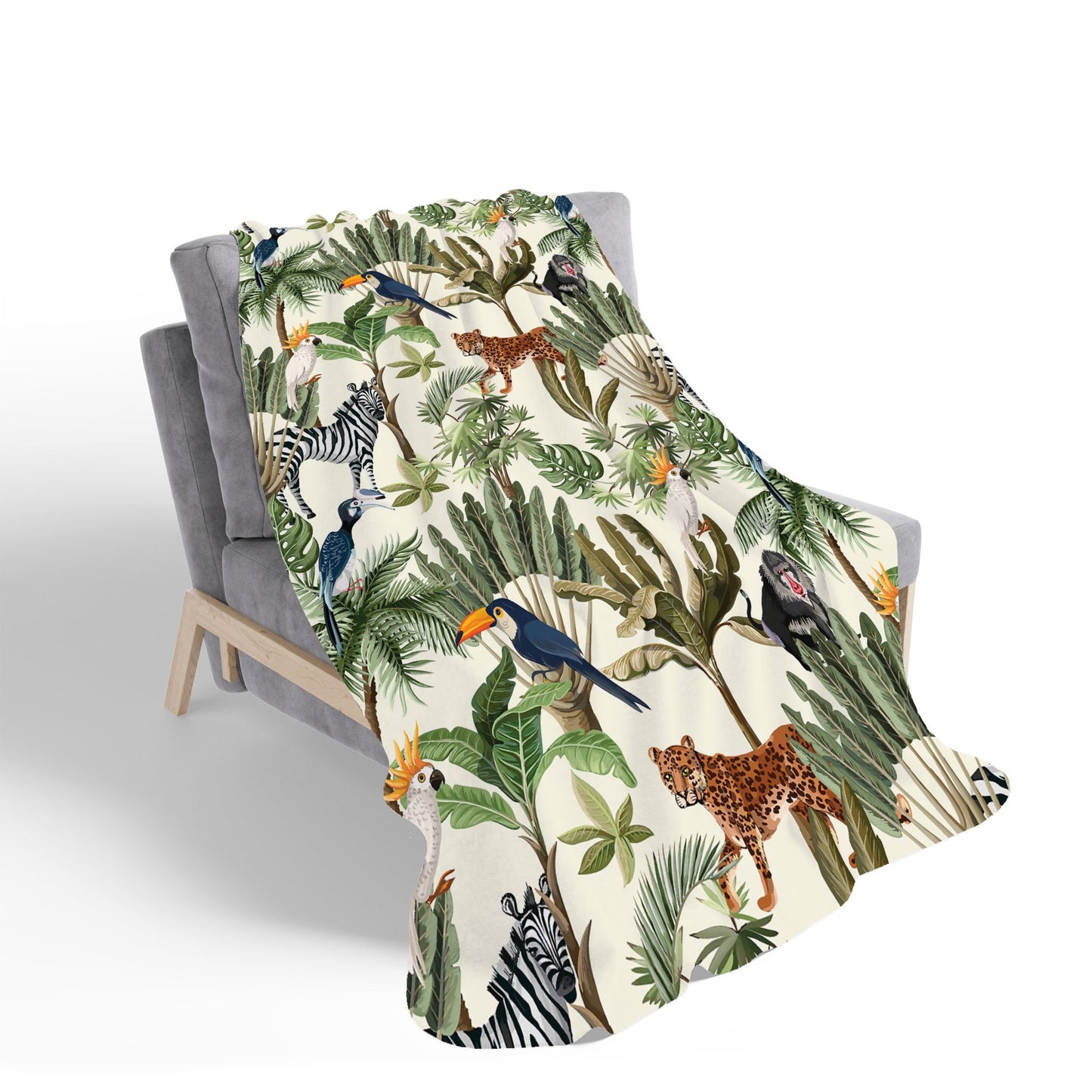 Exotic Trees And Animals Sherpa Blanket