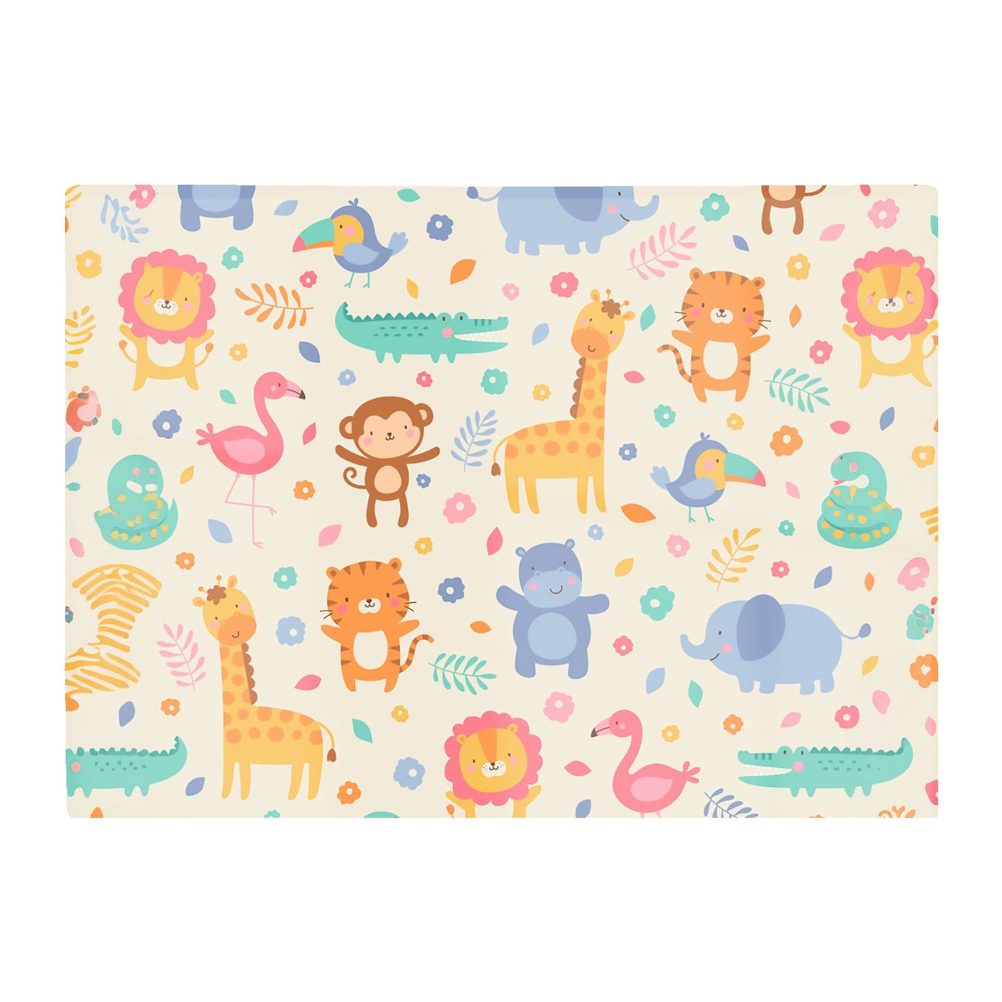 Cute Pastel Jungle Animals Glass Chopping Board