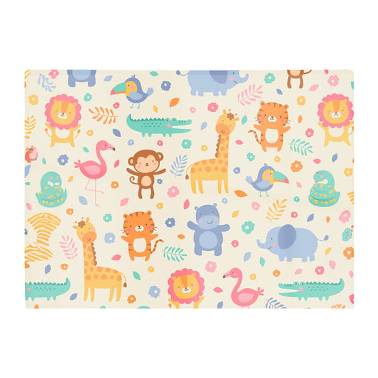 Cute Pastel Jungle Animals Glass Chopping Board