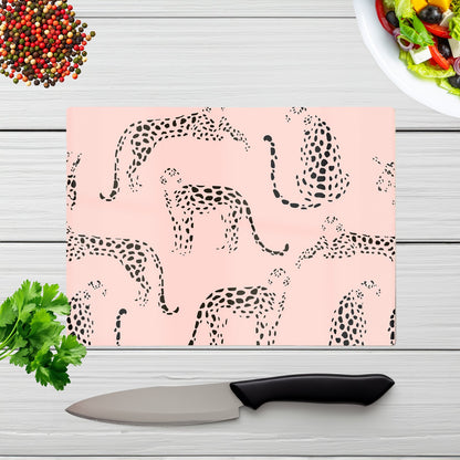 Abstract Leopard Pattern Glass Chopping Board