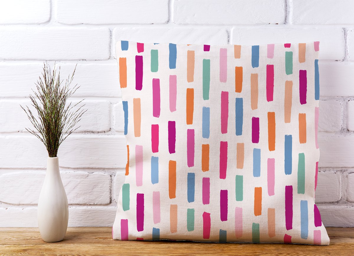 Vertical Abstract Brush Pattern Cushions