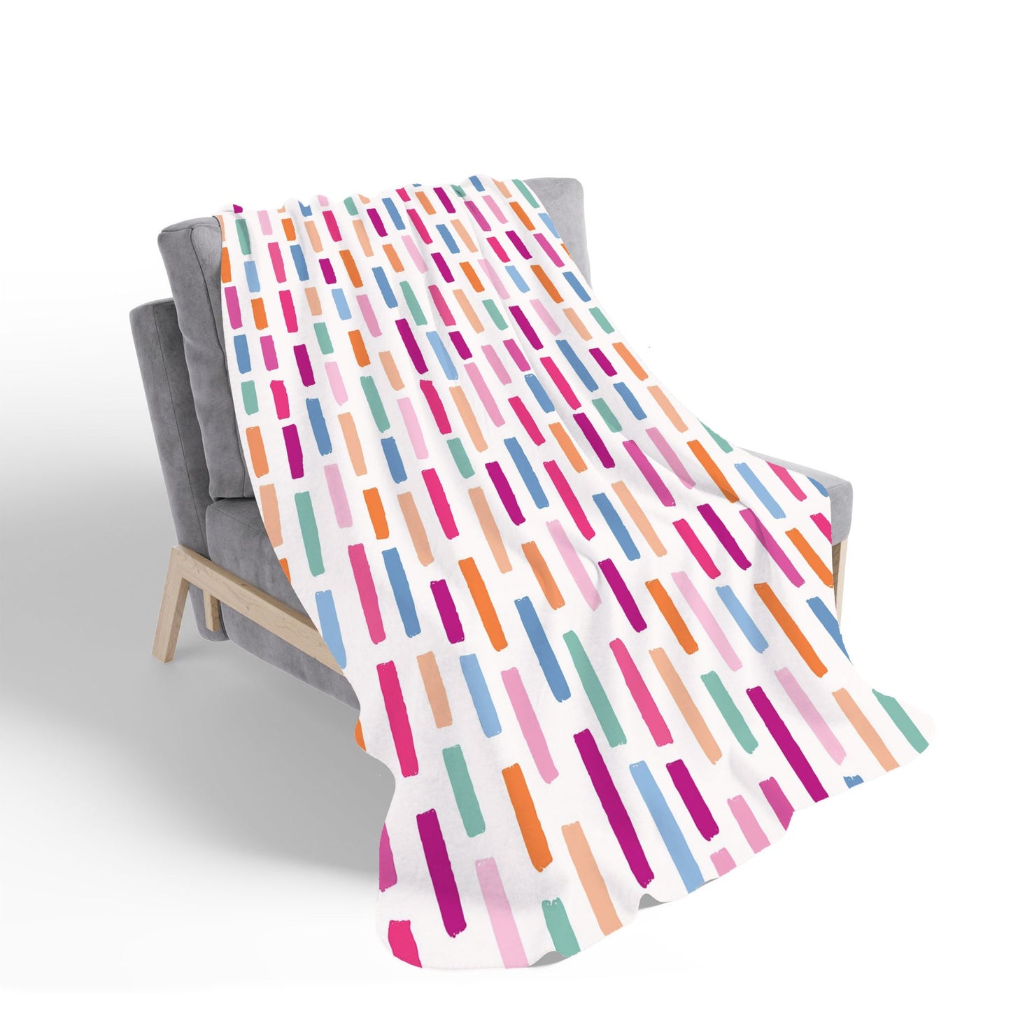 Vertical Abstract Brush Pattern Sherpa Blanket