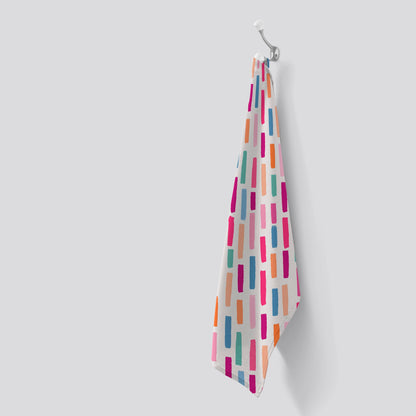 Vertical Abstract Brush Pattern Tea Towel