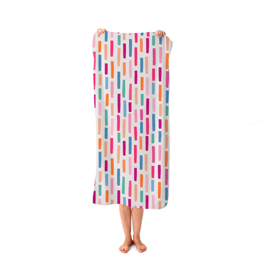 Vertical Abstract Brush Pattern Beach Towel
