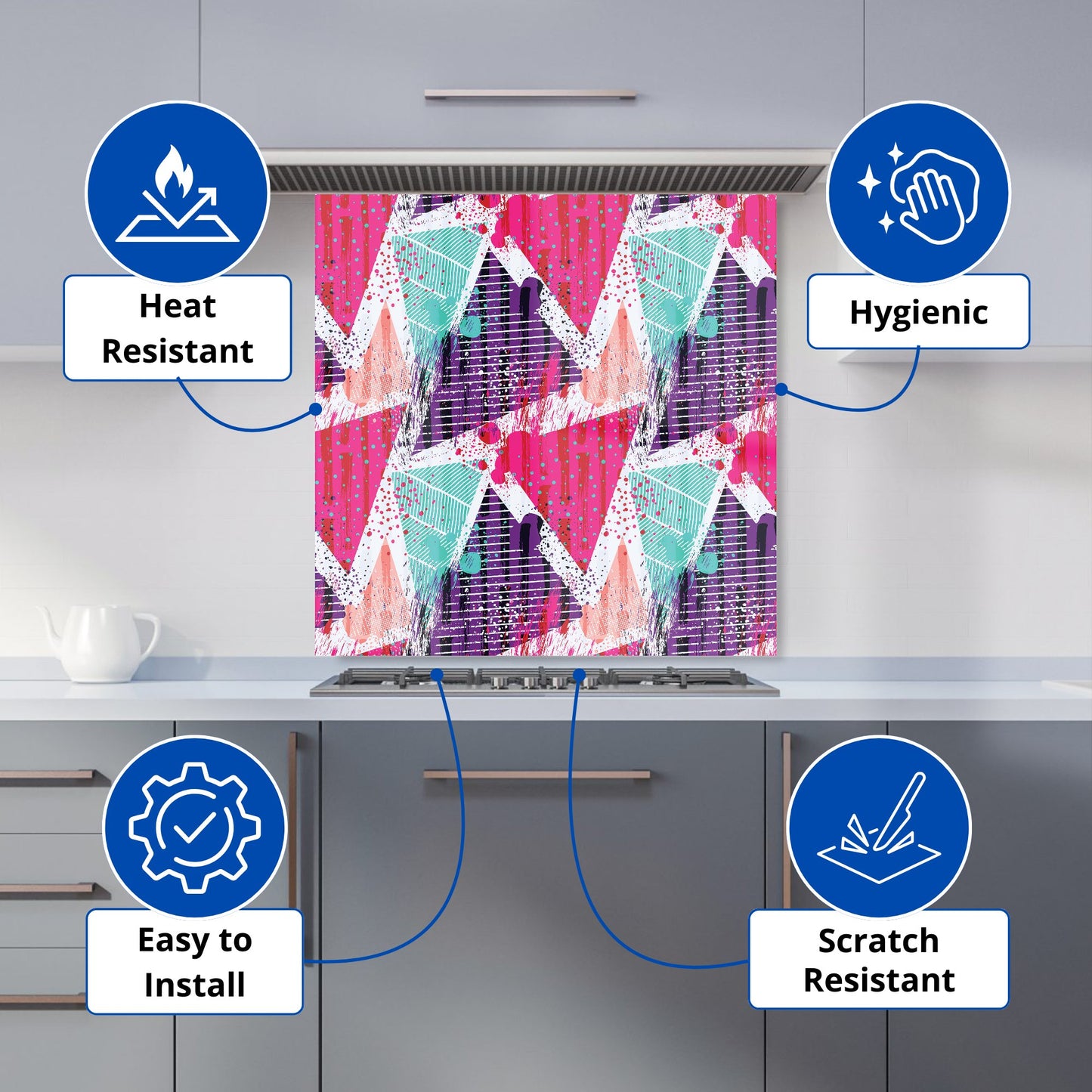Shabby Geometric Pattern Kitchen Splashback
