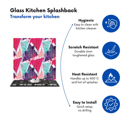 Shabby Geometric Pattern Kitchen Splashback