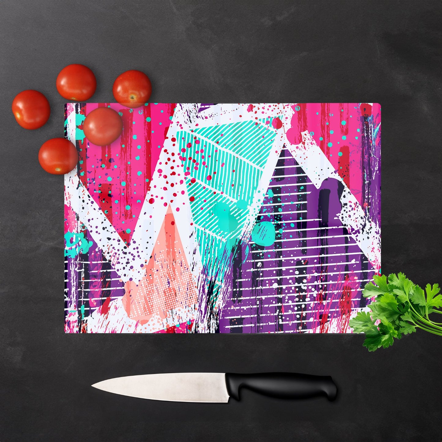 Shabby Geometric Pattern Glass Chopping Board