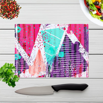Shabby Geometric Pattern Glass Chopping Board