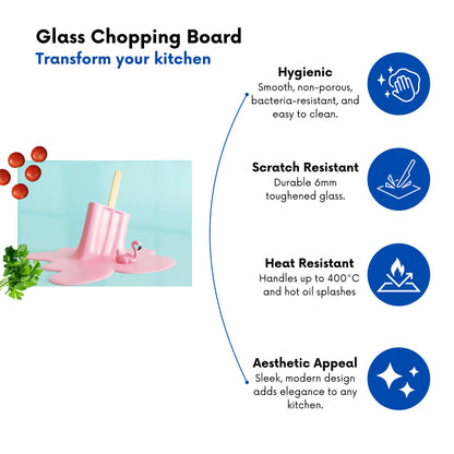 Flamingo Ice Cream Glass Chopping Board
