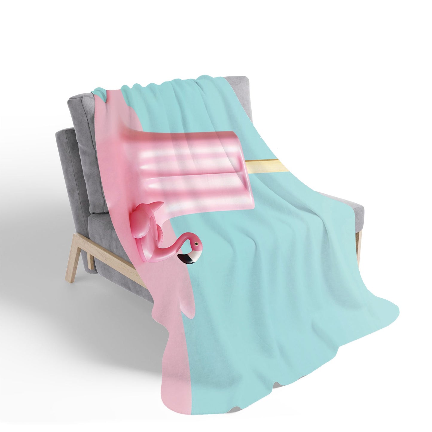 Flamingo Ice Cream Sherpa Blanket