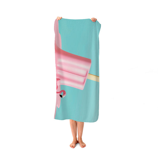 Flamingo Ice Cream Beach Towel