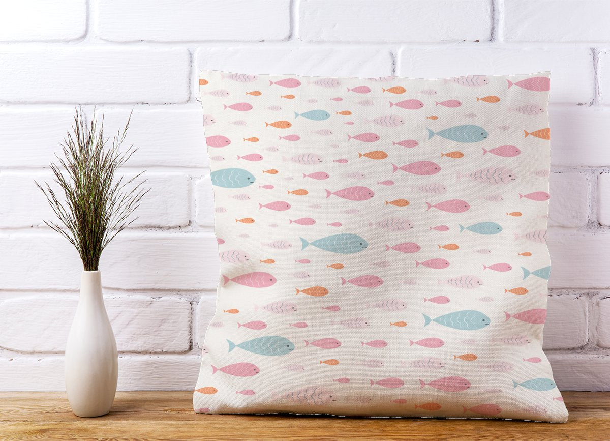 Hand Drawn Swimming Fish Cushions