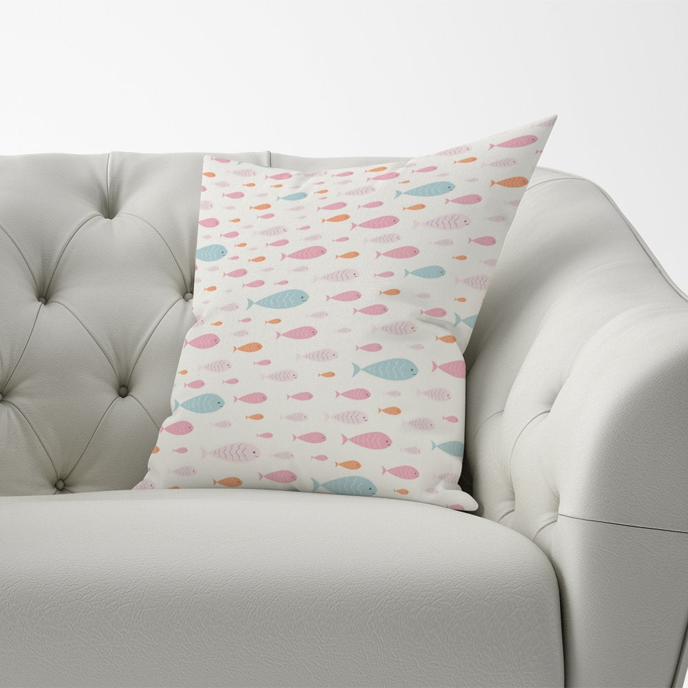 Hand Drawn Swimming Fish Cushions
