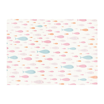 Hand Drawn Swimming Fish Glass Chopping Board