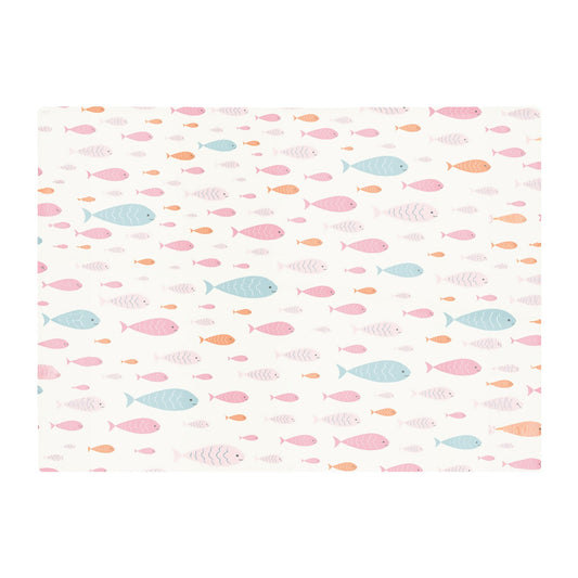 Hand Drawn Swimming Fish Glass Chopping Board